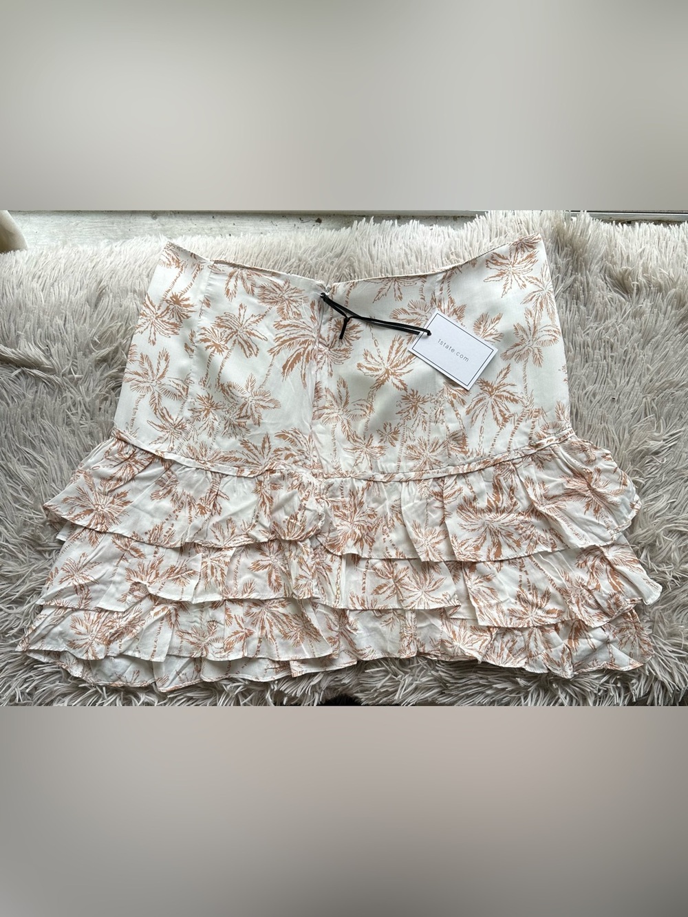 1.STATE Palm Print Tiered Ruffle Mini Skirt Medium Resort Vacation NWT - Picture 4 of 10